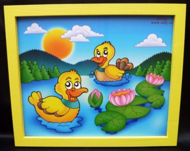 Enten, Ente Baby malte Bilder an die Wand Teich, See