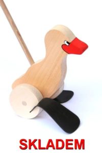 Ziehen von Holzspielzeug auf einem Stock Ente, Ente, Gans