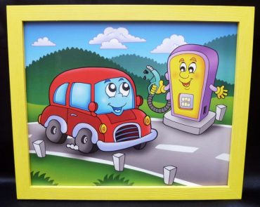 Tankstelle Spielzeugauto, Tankstelle Kinder gemalte Bilder Bilder für Kinderzimmer