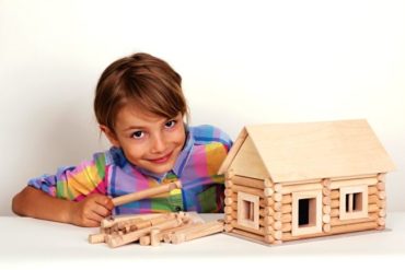 Cottage Blockhaus Baukasten Holzset Spielzeug für Kinder